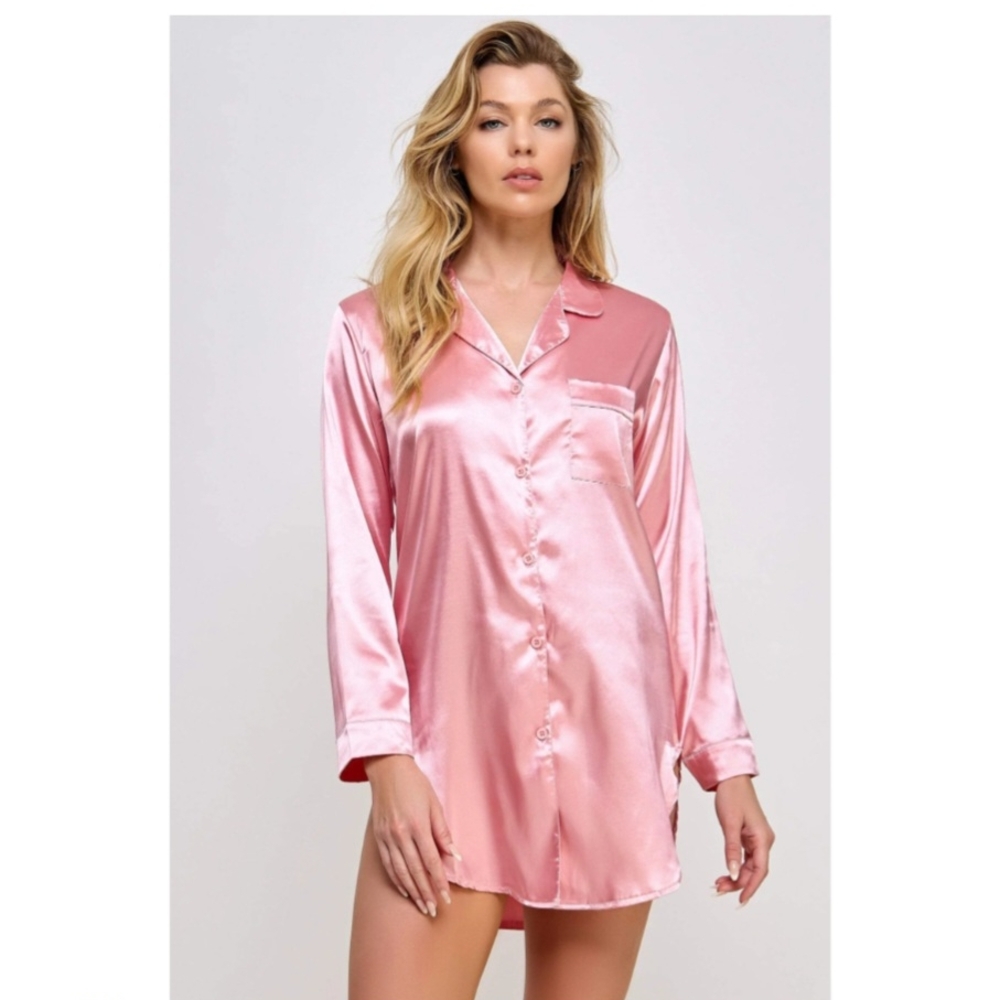 Be Wicked Satin Button Down Shirt - Medium